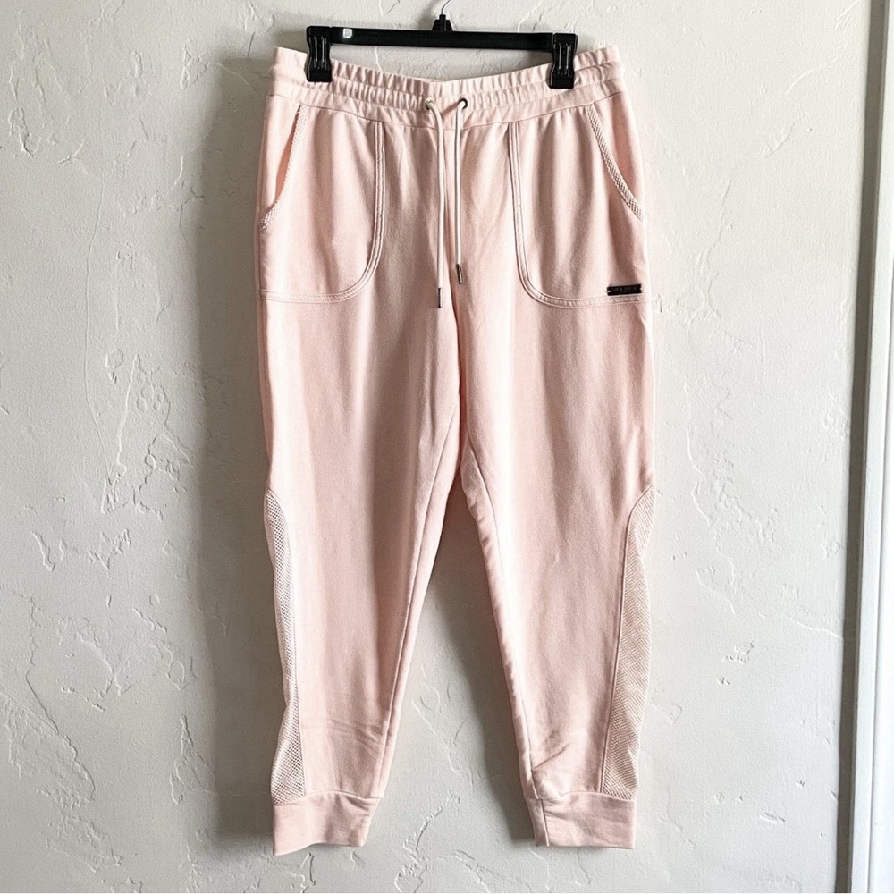 Nine West Women's Blush Pink Joggers Mesh Panels Size M Athleisure Sporty Gym - Picture 2 of 9